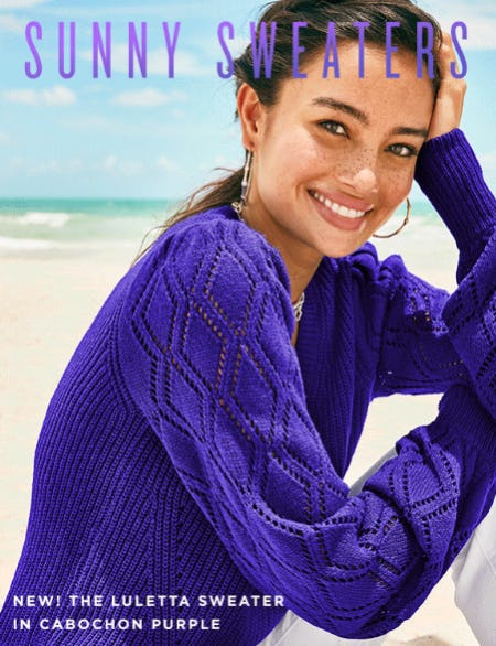 The Luletta Sweater in Cabochon Purple from Lilly Pulitzer