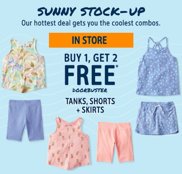 Buy 1, Get 2 Free Doorbuster Tanks, Shorts + Skirts