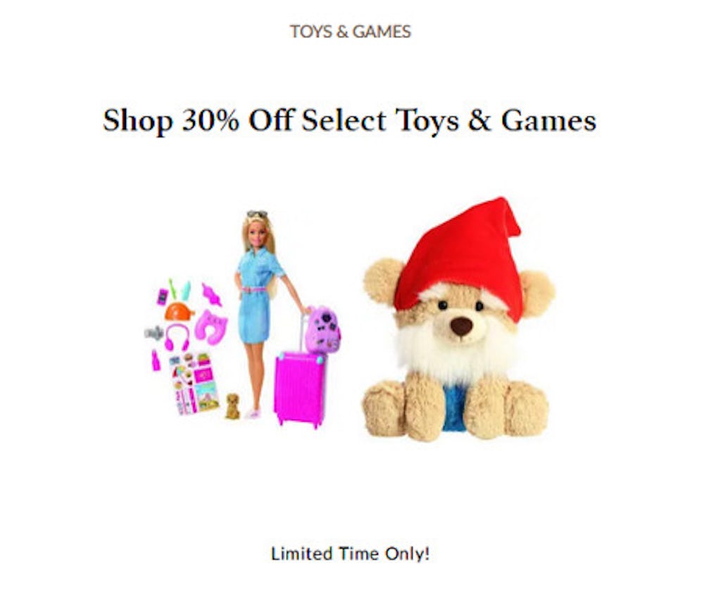30% Off Select Toys and Games