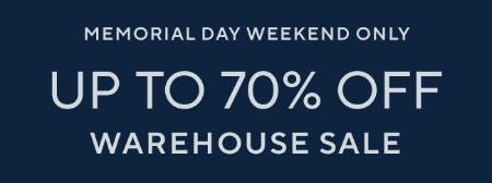 Up to 70% Off Warehouse Sale