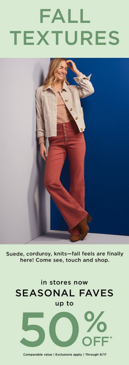 Seasonal Faves Up to 50% off
