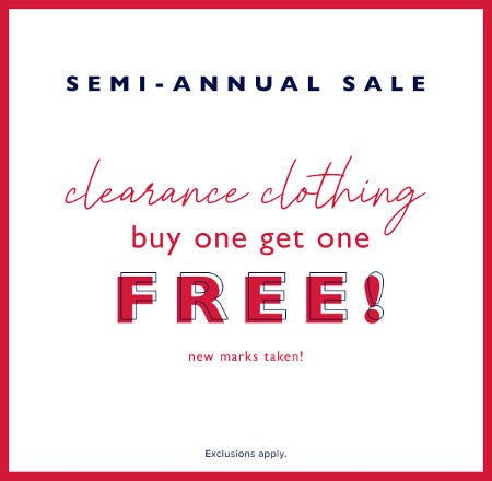 Clearance Clothing Buy One, Get One Free