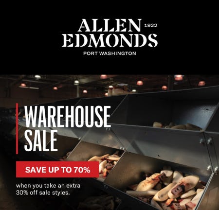 Warehouse Sale up to 70% Off from Allen Edmonds