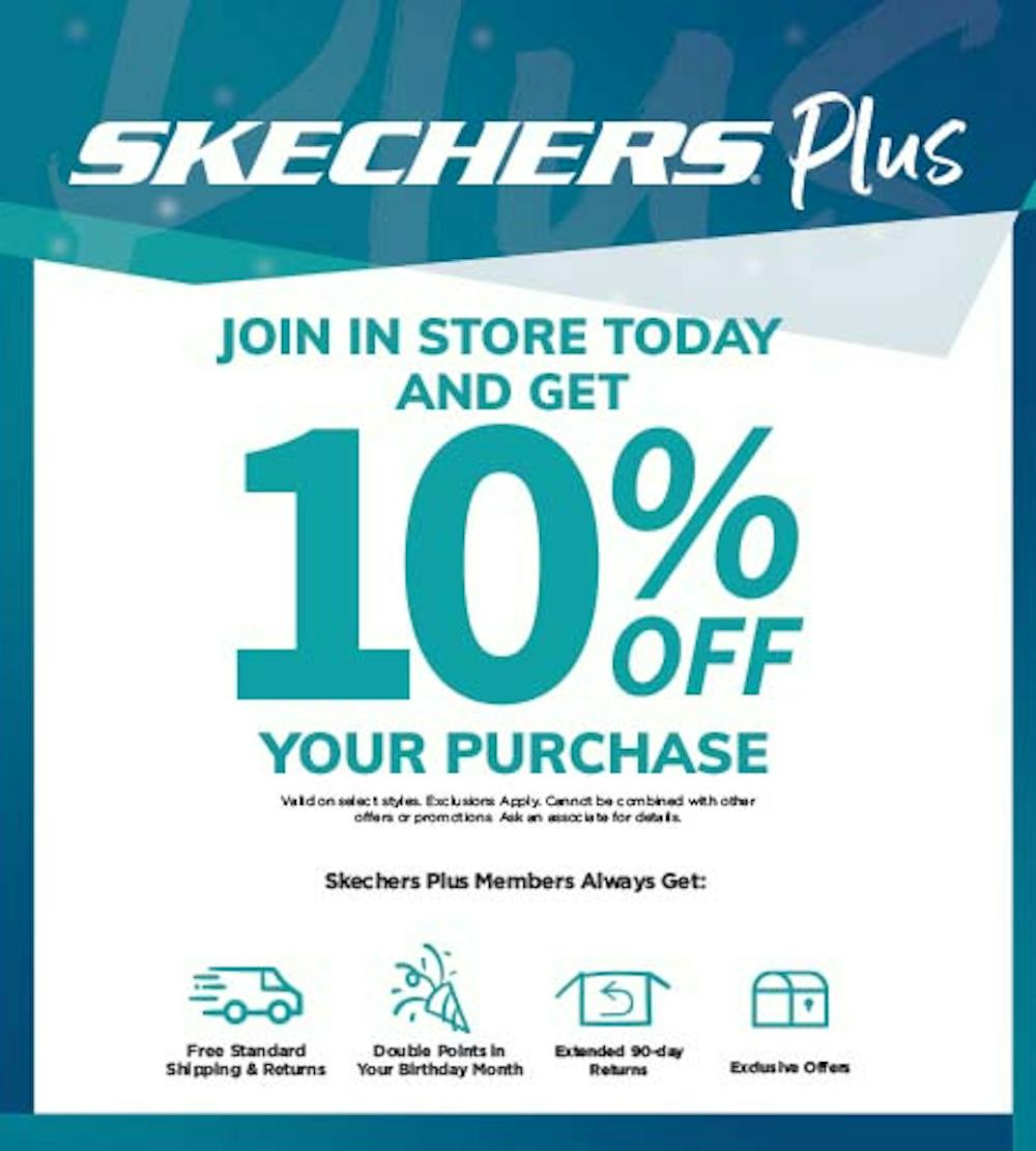 Join Skechers Plus and get 10% off