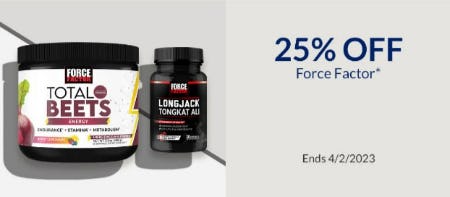 25% Off Force Factor from The Vitamin Shoppe
