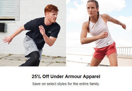 25% Off Under Armour Apparel from Dick's Sporting Goods