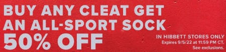 Buy Any Cleat Get An All-Sport Sock 50% Off