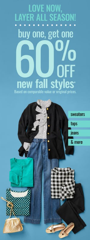 Buy One, Get One 60% Off New Fall Styles