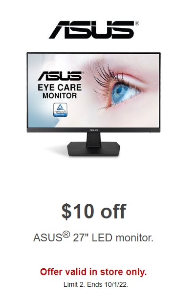 $10 Off ASUS® 27" LED Monitor