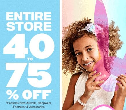 Entire Store 40 to 75% Off from The Children's Place