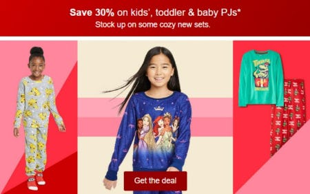 Save 30% on Kids', Toddler & Baby PJs from Target