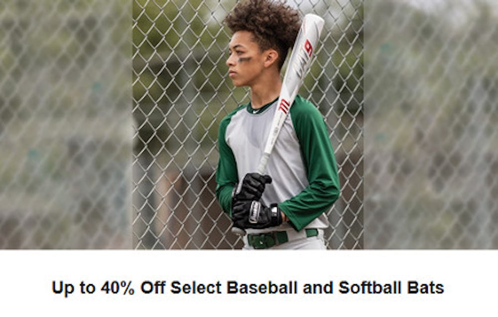Up to 40% Off Select Baseball and Softball Bats