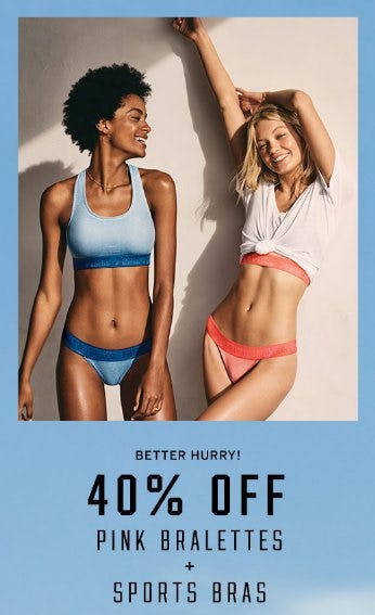 40% Off PINK Bralettes + Sports Bras from Victoria's Secret