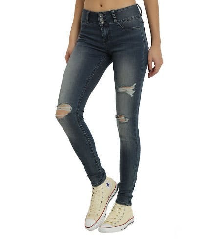 Blackheart Indigo Deconstructed Super Skinny Jeans from Hot Topic