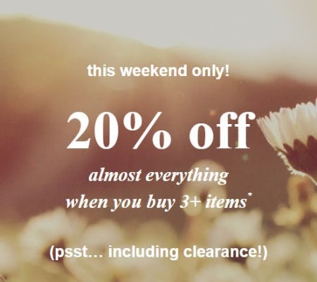 20% Off Almost Everything When You Buy 3+ Items