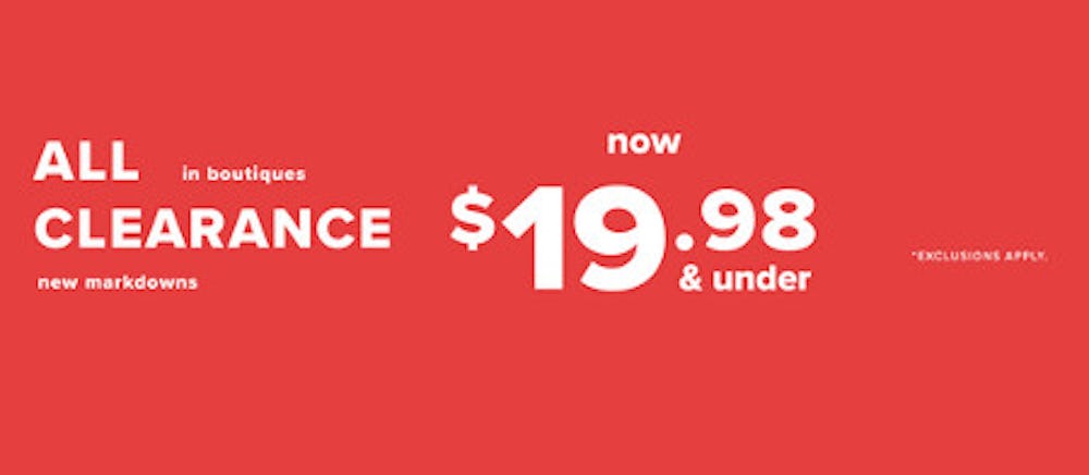 All Clearance Now $19.98 and Under