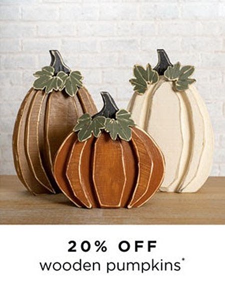 20% Off Wooden Pumpkins from Kirkland's