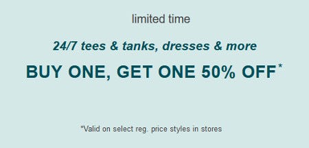 Buy One, Get One 50% Off 24/7 Tees and Tanks, Dresses and More from maurices