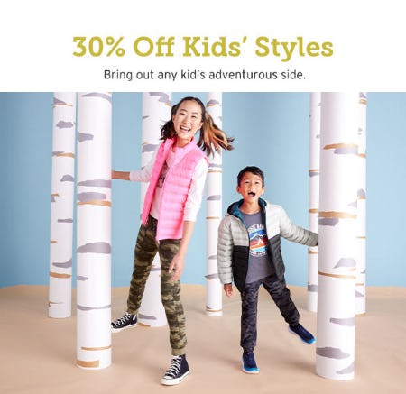 30% Off Kids' Styles