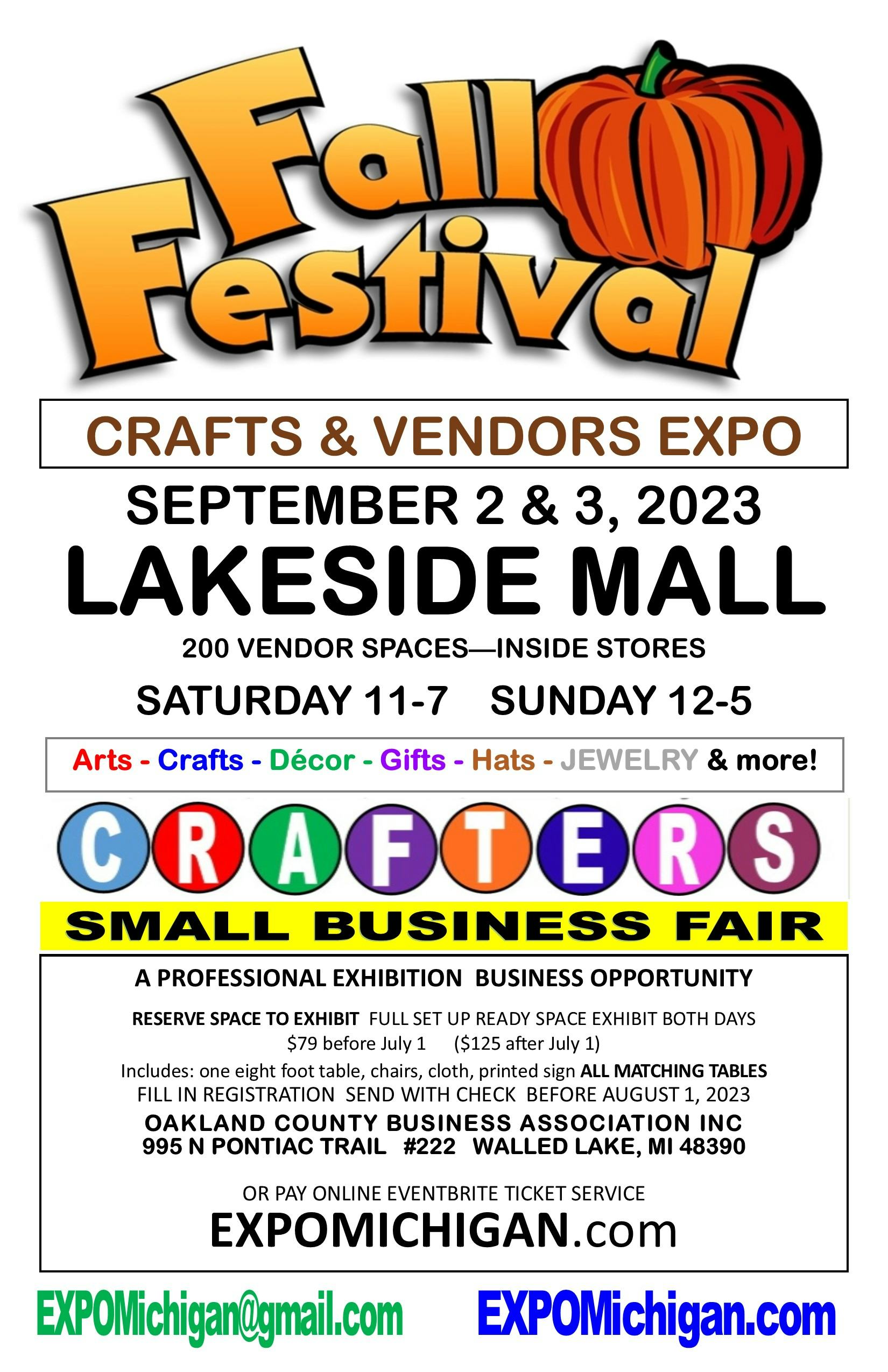 Lakeside Mall Fall Festival Crafts & Vendors Expo