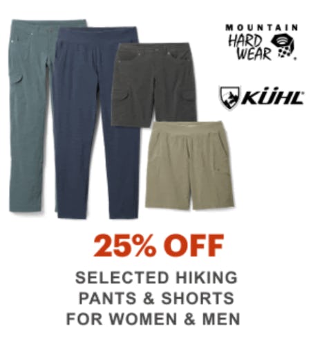 25% Off Selected Hiking Pants & Shorts for Women & Men from REI