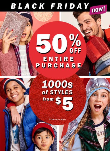 50% Off Black Friday Sale from Old Navy