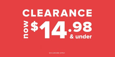 Clearance Now $14.98 and Under