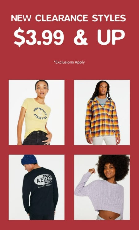 New Clearance Styles $3.99 & Up from Aéropostale