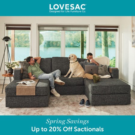 Spring Savings Up to 20% Off Sactionals from Lovesac Designed For Life Furniture Co