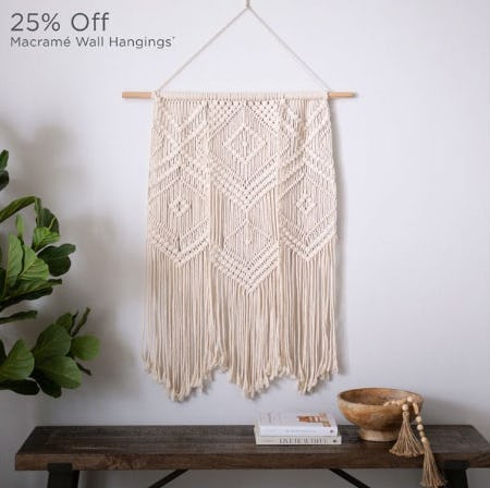 25% Off Macrame Wall Hangings from Kirkland's