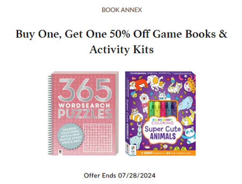 Buy One, Get One 50% Off Game Books & Activity Kits