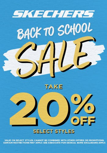 Skechers Back to School Sale! Take 20% Off Select Styles from Skechers                                
