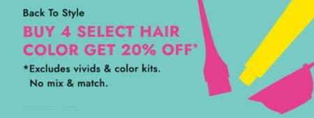 Buy 4, Get 20% off Select Hair Color from Sally Beauty Supply