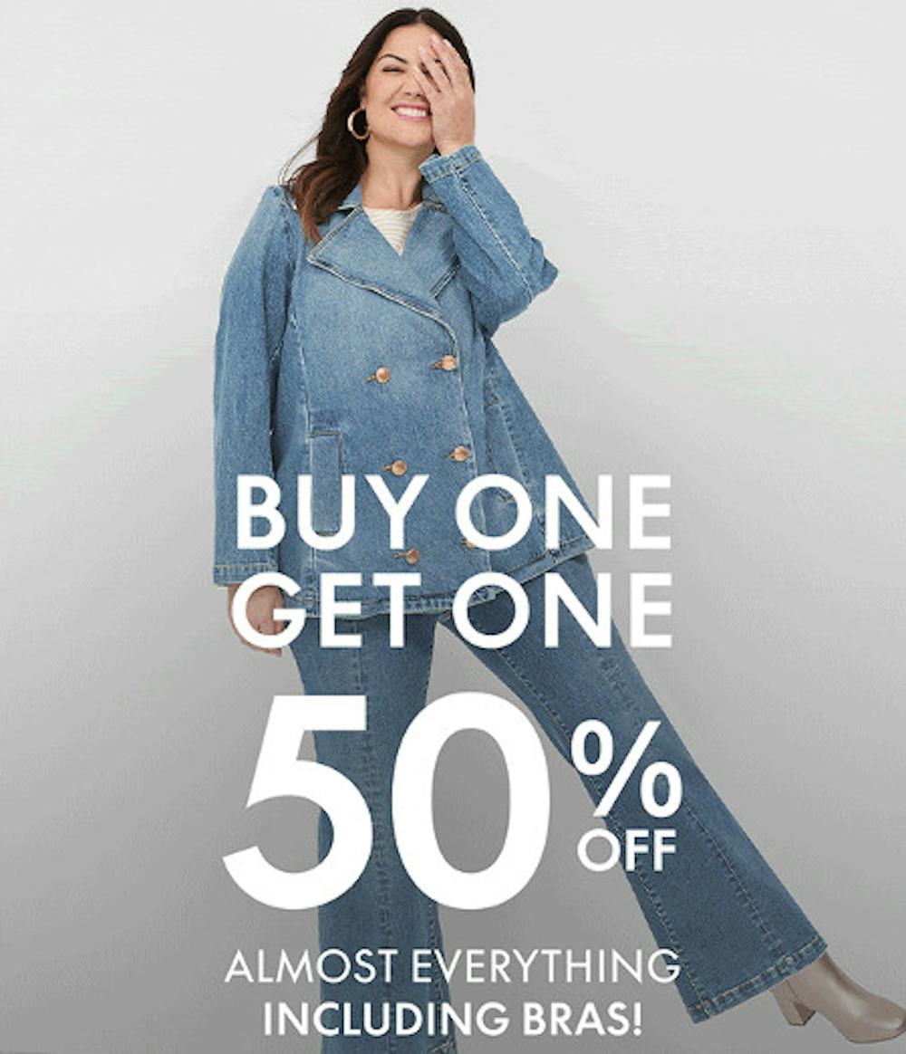 Buy One, Get One 50% off Apparel, Accessories, Sleep, and Bras