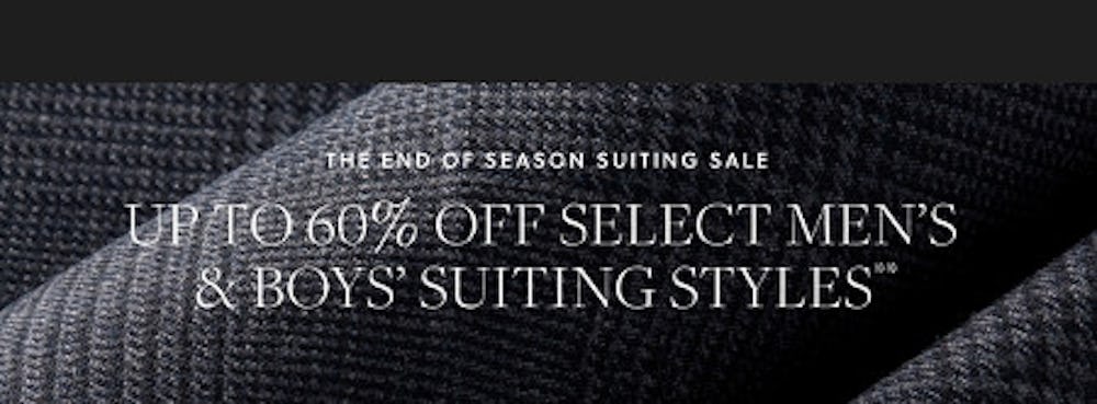 Up to 60% off Select Men's and Boys' Suiting Styles