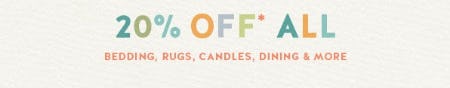 20% Off All Bedding, Rugs, Candles, Dining & More from Anthropologie
