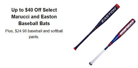 Up to $40 Off Select Marucci and Easton Baseball Bats