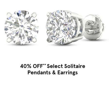 40% Off Select Solitaire Pendants and Earrings from Kay Jewelers
