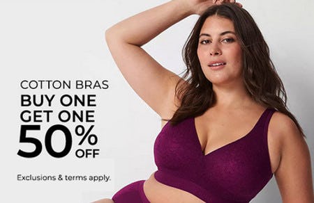 Cotton Bras Buy One, Get One 50% Off from Lane Bryant