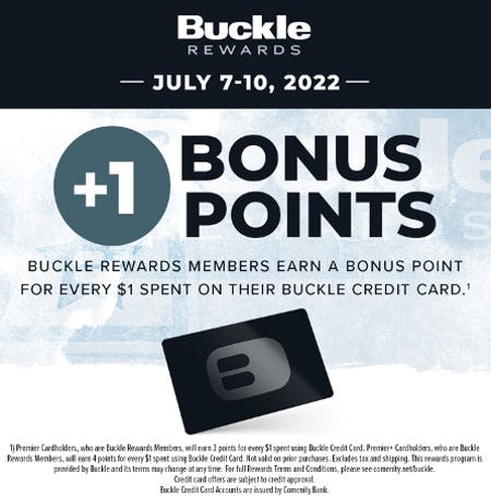 Buckle Rewards +1 Bonus Points Event from Buckle