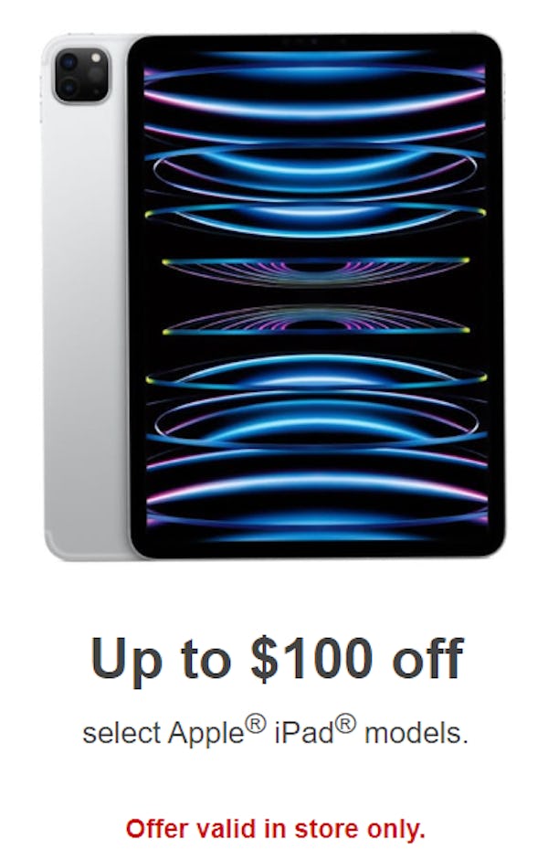Up to $100 Off Select Apple® iPad® Models