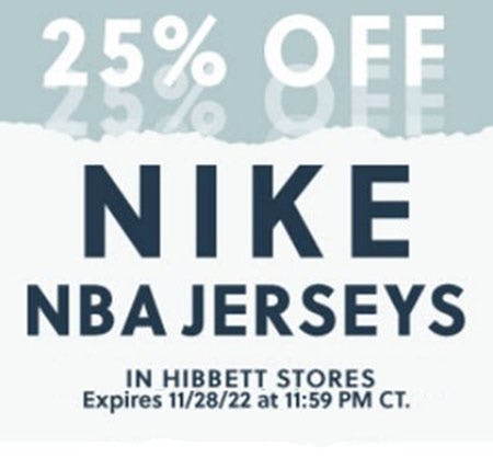 25% Off Nike NBA Jerseys