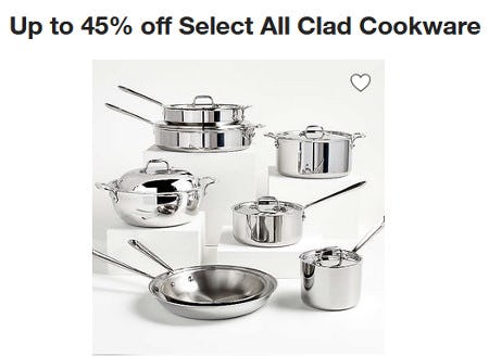 Up to 45% off Select All Clad Cookware from Crate & Barrel
