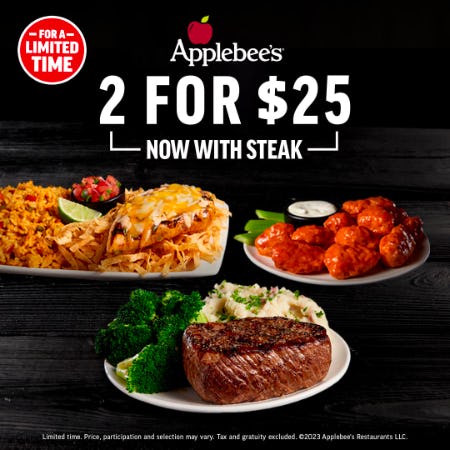 Two for $25 With Steak from Applebee's