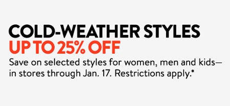 Cold-Weather Essentials Up to 25% Off