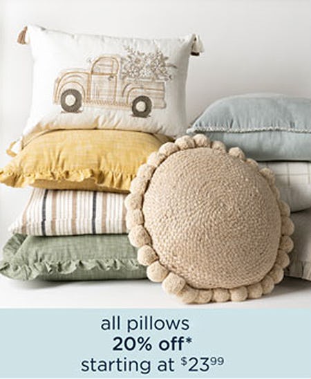 All Pillows 20% Off from Kirkland's
