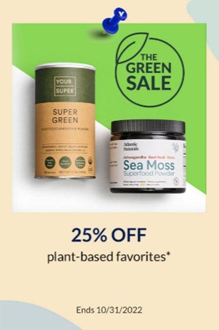25% Off Plant-Based Favorites from The Vitamin Shoppe                      