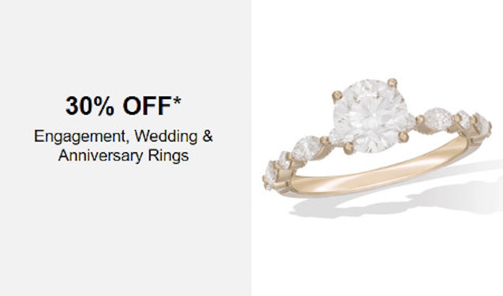 30% off Engagement, Wedding and Anniversary Rings