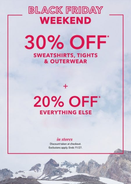 30% Off Sweatshirts, Tights & Outerwear