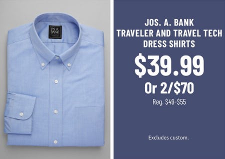 Jos. A. Bank Travel Tech Dress Shirts 2 for $70 or $39.99 Each from Jos. A. Bank